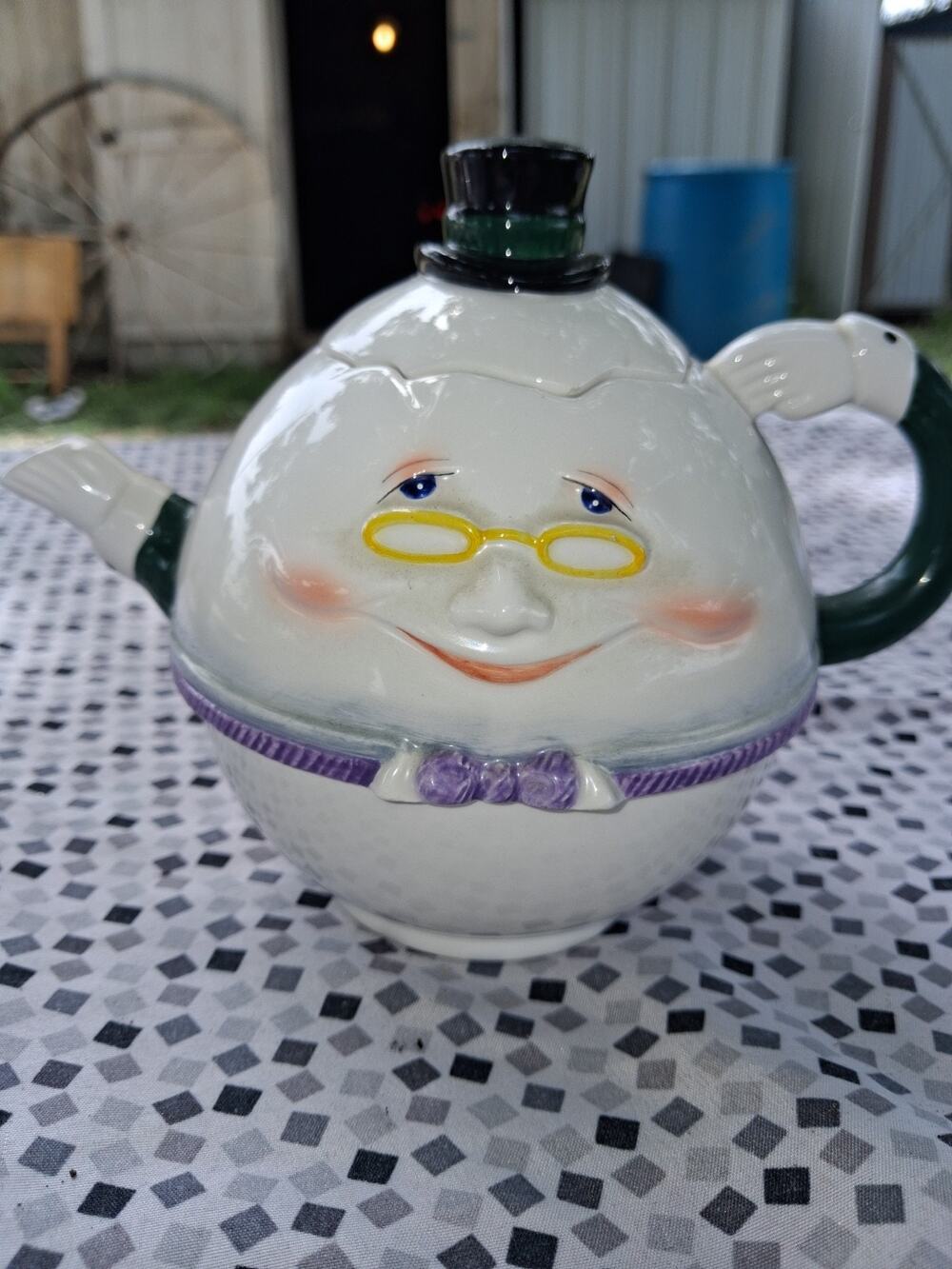 Vintage Adorable Collectable Dept 56 hand painted ceramic Teapot & Teacup in One